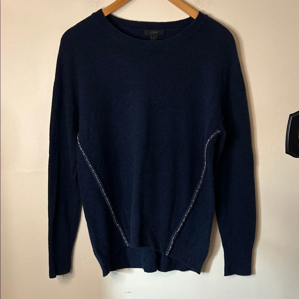 J. Crew Women’s Navy Blue Crewneck Sweater 100% Wool Size S